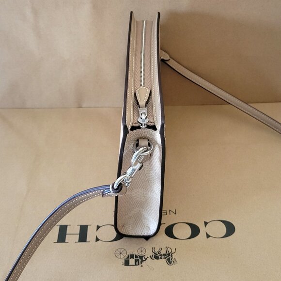 Coach CAR12 Slim Crossbody Signature Canvas Large C Clutch Handbag Sand Taupe - Picture 3 of 7